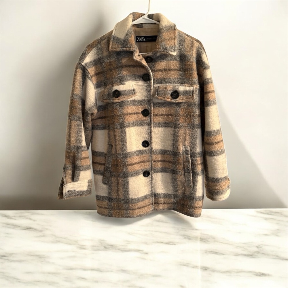 Zara Beige Outerwear with Button Detail